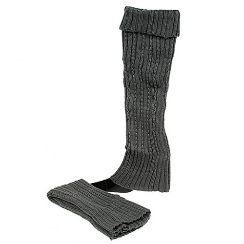 Socks/ Leg Warmers - Knitted Leg Warmers - Gray - SK-LG028GY